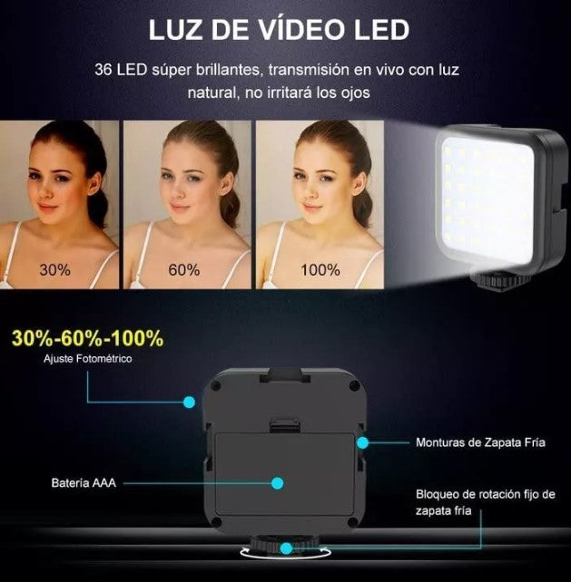 Trípode de celular con luz y micrófono. ENVIO GRATIS Y PAGA EN CASA.