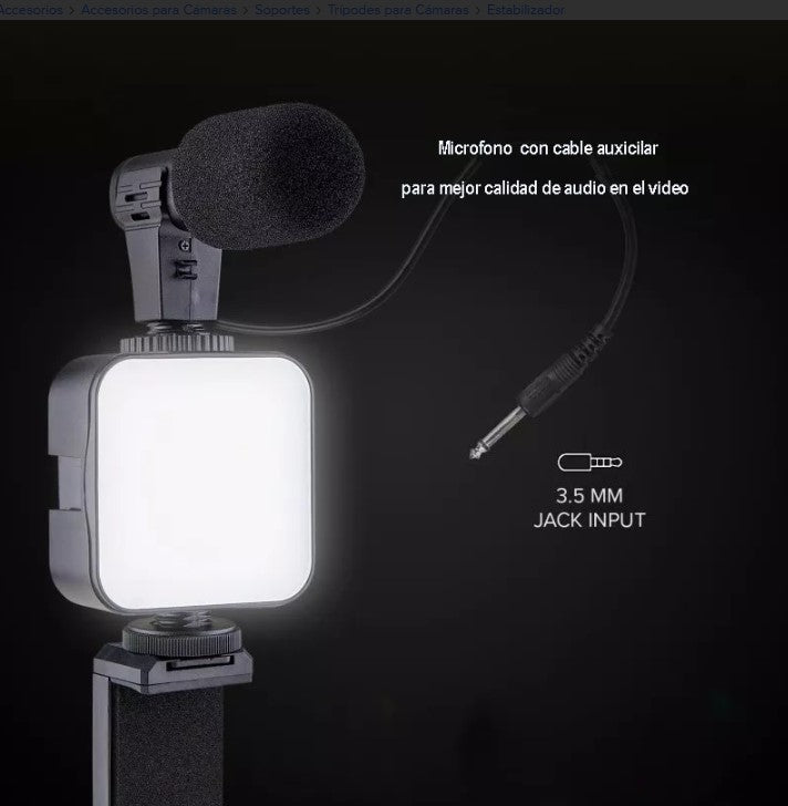 Trípode de celular con luz y micrófono. ENVIO GRATIS Y PAGA EN CASA.