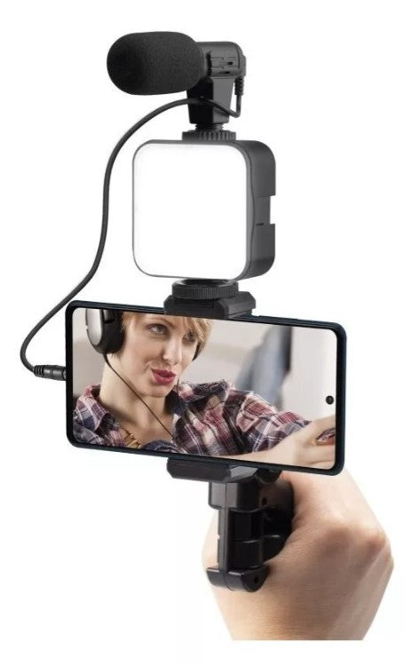 Trípode de celular con luz y micrófono. ENVIO GRATIS Y PAGA EN CASA.