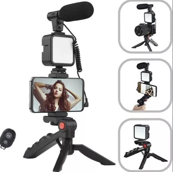 Trípode de celular con luz y micrófono. ENVIO GRATIS Y PAGA EN CASA.