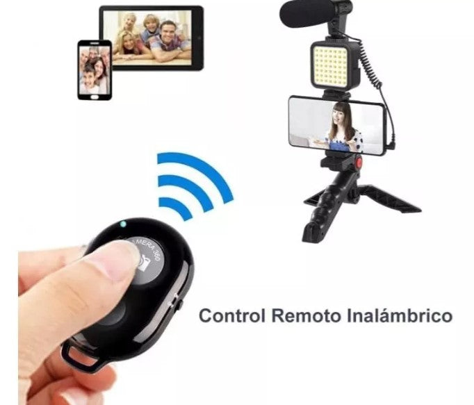 Trípode de celular con luz y micrófono. ENVIO GRATIS Y PAGA EN CASA.