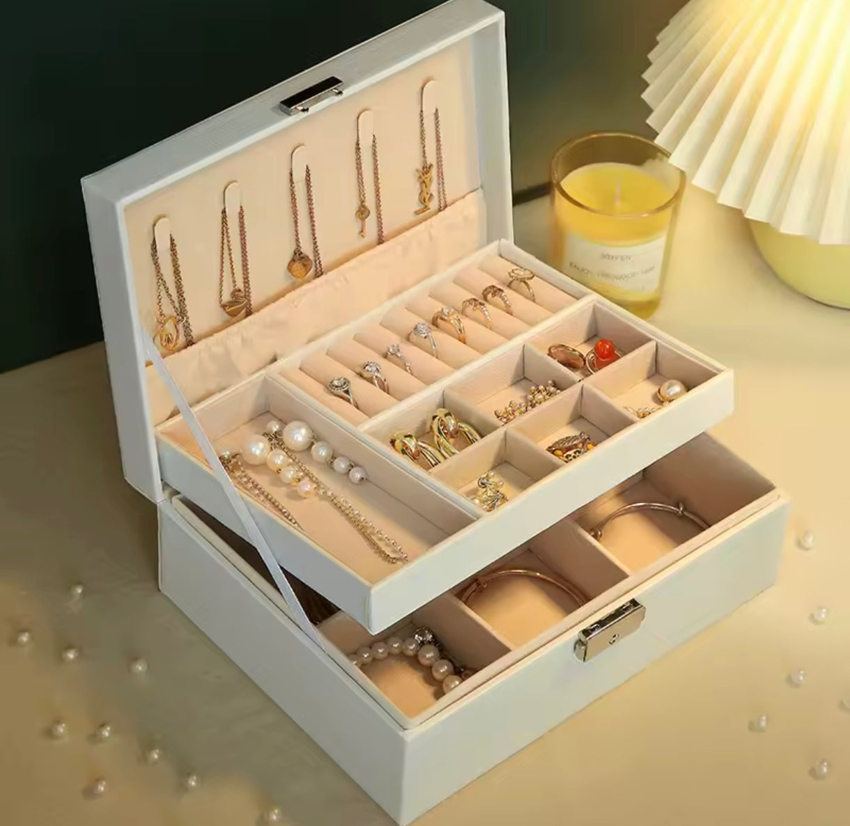 Maleta Organizadora de Joyas, doble capa. ENVIO GRATIS Y PAGA EN CASA.