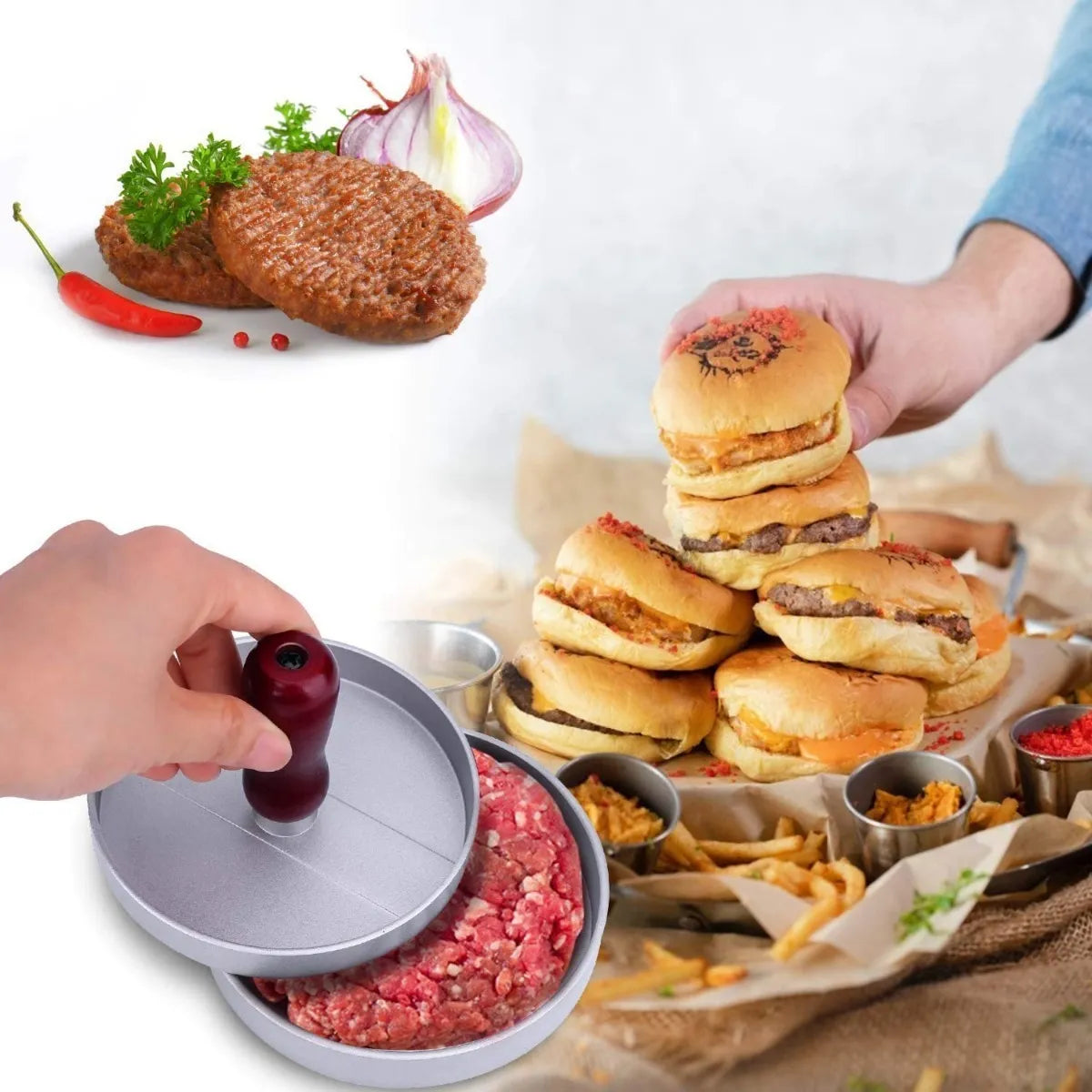 Molde para hamburguesas caseras. ENVIO GRATIS Y PAGA EN CASA.