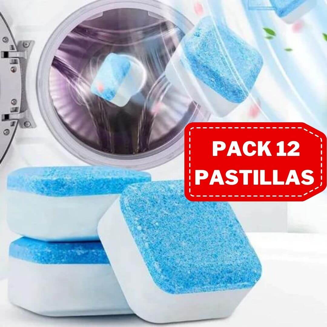 12 Un (caja) de pastillas para limpieza de tambor lavadora. ENVIO GRATIS Y PAGA EN CASA.